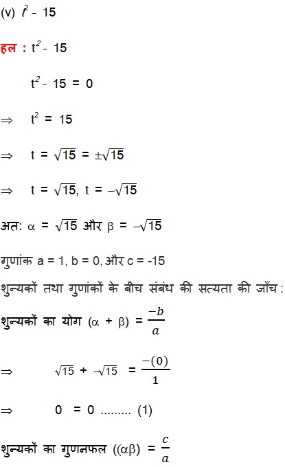 NCERT Book Solutions For Class 10 Maths Hindi Medium Polynomials