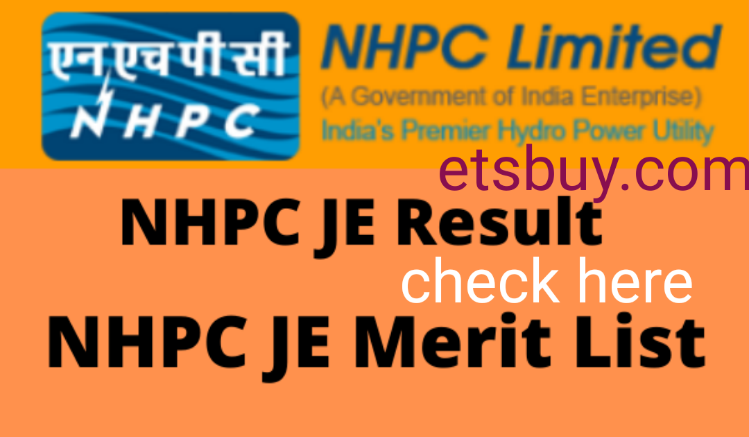 NHPC JE Result 2023 cut off marks, merit list download