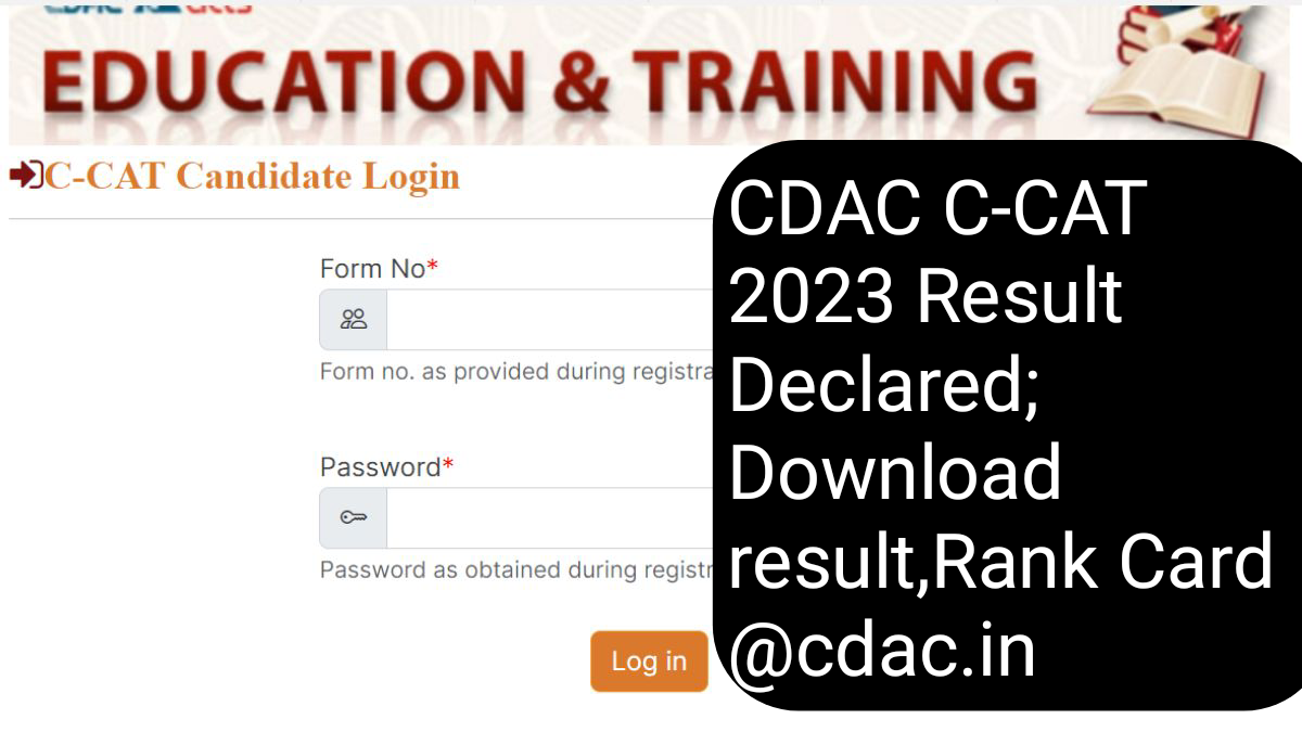CDAC C-CAT 2023 Result Declared; Download result,Rank Card @cdac.in