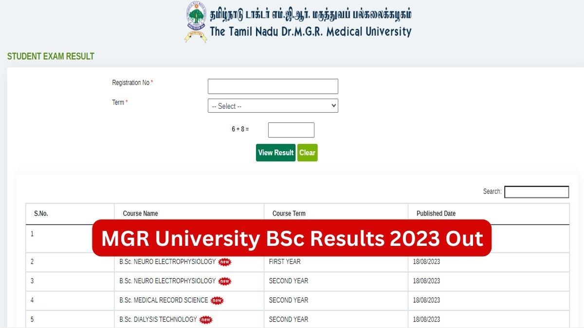 MGR University Announces BSc Programme Results 2023: Steps to Check Your Scores