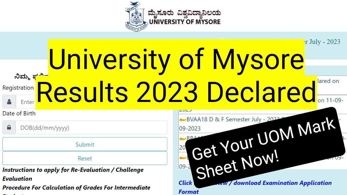 University of Mysore Results 2023 Declared: Get Your UOM Mark Sheet Now!
