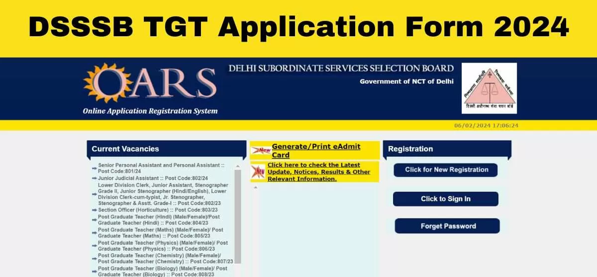 DSSSB TGT 2024 Application Form: Apply Online for 5118 Teaching Posts - Dates, Fees, and Process