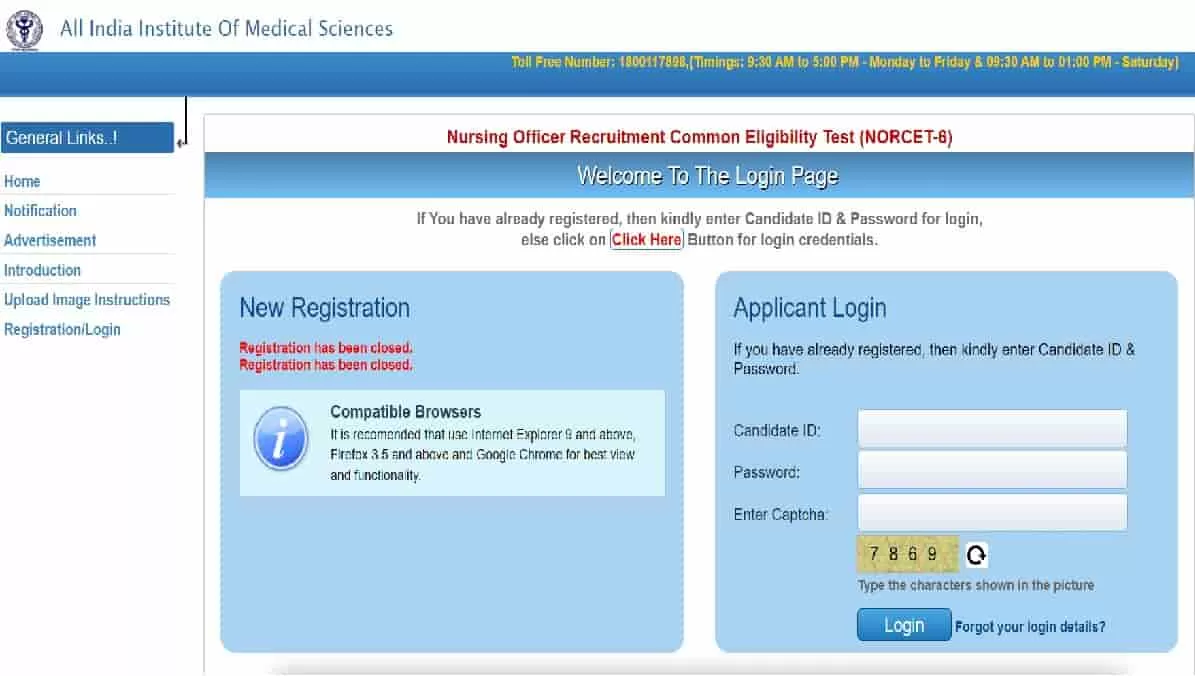 AIIMS NORCET 2024 Admit Card: Download Link and Exam Details